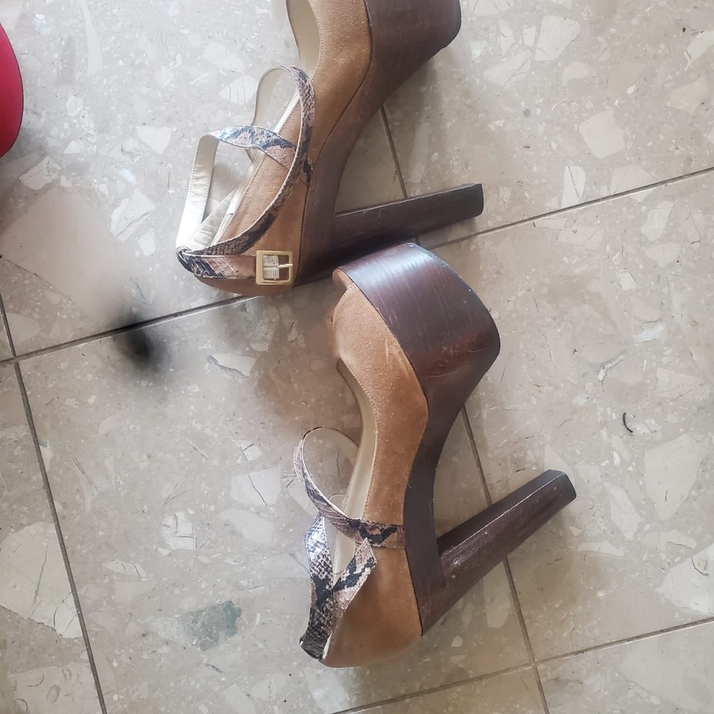 Jimmy Choo Tan Platform Sandals With Python Strap… - image 1